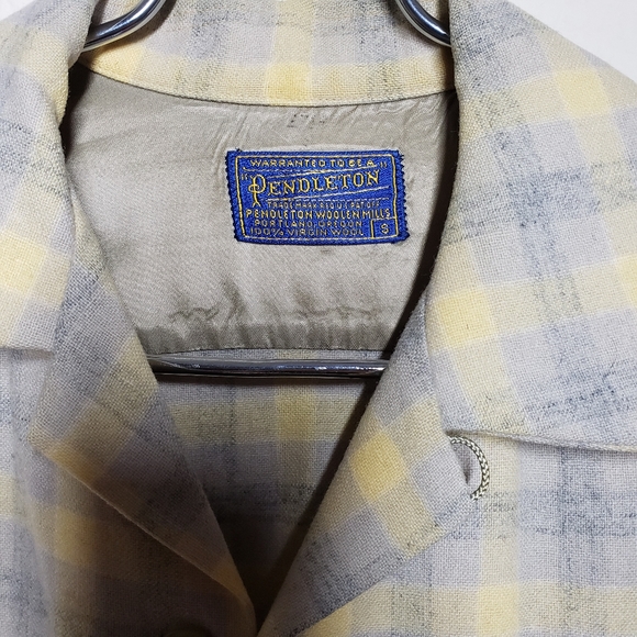 Pendleton Men's Fitted Plaid Board Shirt Light Gray/ Yellow Plaid Sz: Small - Picture 5 of 12